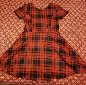 Grunge Red Black Plaid Skater Dress Size Large